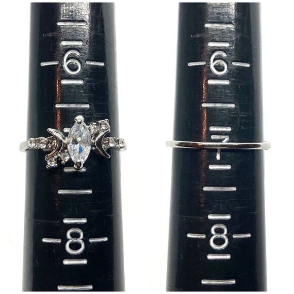 Silver Crescent Moon Crystal Ring - Picture 9 of 16